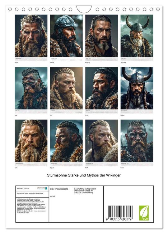 Produktbild: Sturms&ouml;hne St&auml;rke und Mythos der Wikinger (Wandkalender 2026 DIN A4 hoch), CALVENDO Monatskalender