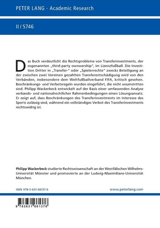 Produktbild: Rechtsfragen des Transferinvestments im Lizenzfu&szlig;ball