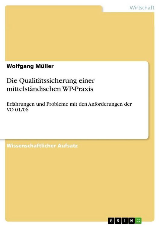 Produktbild: Die Qualit&auml;tssicherung einer mittelst&auml;ndischen WP-Praxis