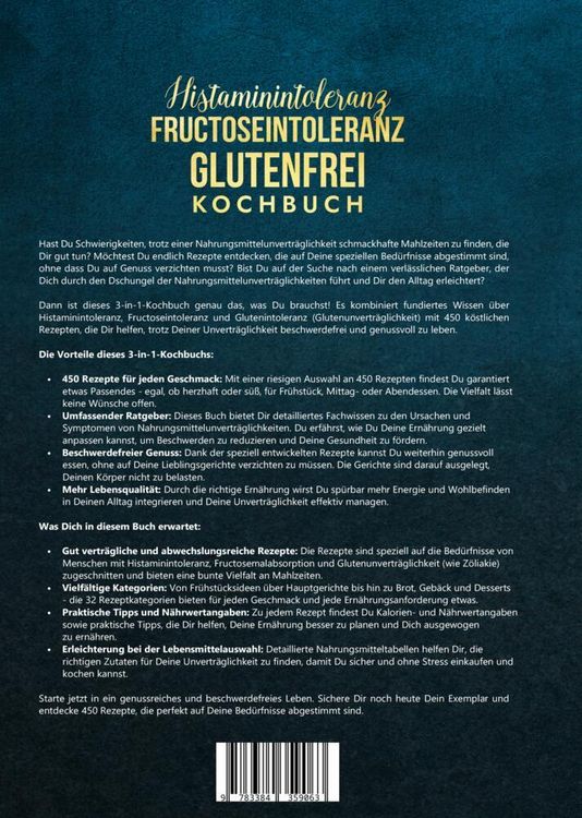 Produktbild: Histaminintoleranz, Fructoseintoleranz und Glutenfrei Kochbuch