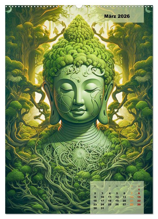 Produktbild: Jade Buddha - Finde die innere Mitte (hochwertiger Premium Wandkalender 2026 DIN A2 hoch), Kunstdruck in Hochglanz