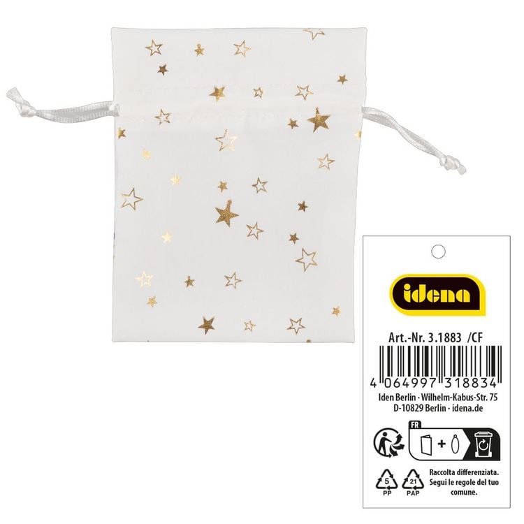 Produktbild: Idena Stoffs&auml;ckchen Weihnachten wei&szlig;/Stern 10x13cm