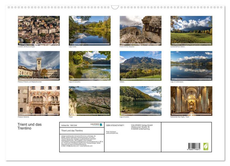 Produktbild: Trient und das Trentino (Wandkalender 2026 DIN A2 quer), CALVENDO Monatskalender