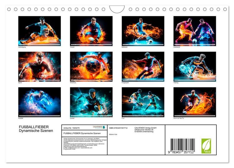 Produktbild: FU&szlig;BALLFIEBER Dynamische Szenen (Wandkalender 2026 DIN A4 quer), CALVENDO Monatskalender
