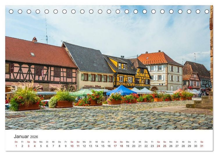 Produktbild: Els&auml;sser Weinstra&szlig;e, malerische D&ouml;rfer in idyllischer Landschaft (Tischkalender 2026 DIN A5 quer), CALVENDO Monatskalender