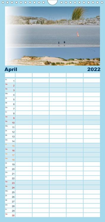 Produktbild: Familienplaner K&uuml;stenstreifen an der Nordsee (Wandkalender 2022 , 21 cm x 45 cm, hoch)