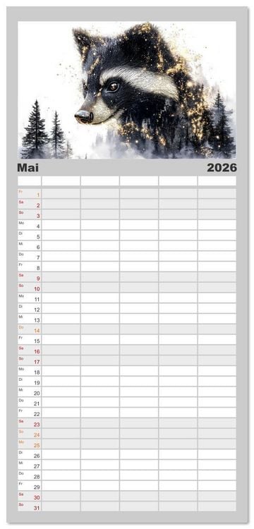 Produktbild: Familienplaner 2026 - W&auml;chter des Zauberwaldes mit 5 Spalten (Wandkalender, 21 x 45 cm) CALVENDO
