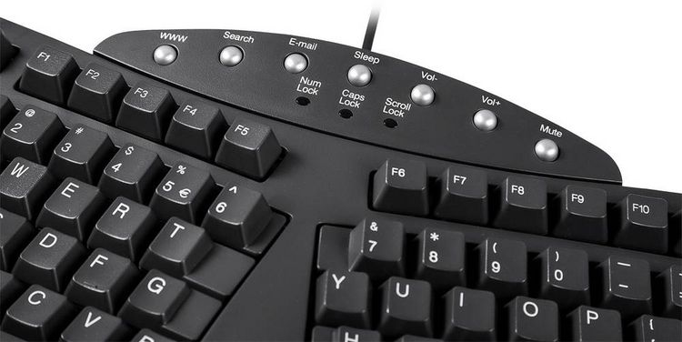 Produktbild: Perixx Periboard-512 USB Tastatur Deutsch, QWERTZ Schwarz Ergonomisch