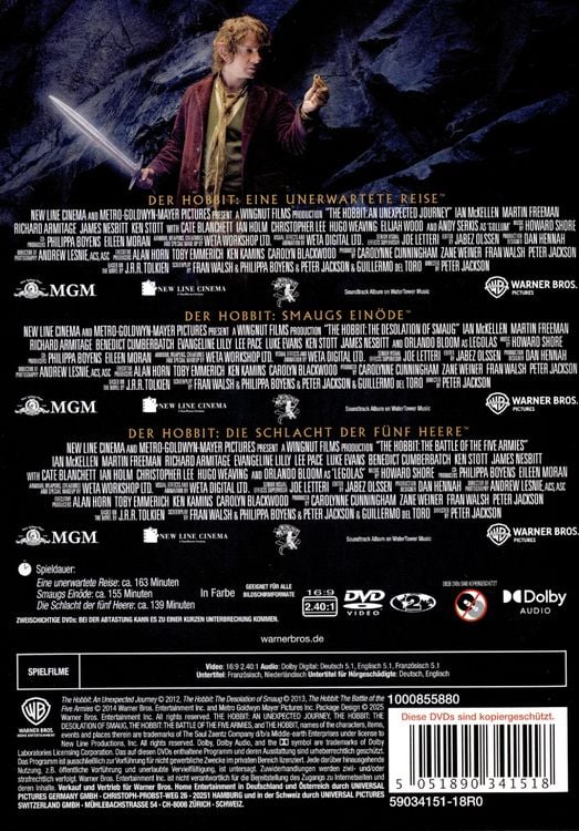 Produktbild: Der Hobbit: Die Spielfilm Trilogie (Kinofassungen) [3 DVDs]