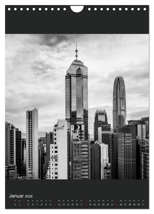 Produktbild: Hongkong schwarzwei&szlig; (Wandkalender 2026 DIN A4 hoch), CALVENDO Monatskalender