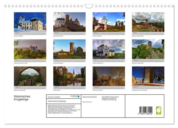 Produktbild: Historisches Erzgebirge (Wandkalender 2026 DIN A3 quer), CALVENDO Monatskalender