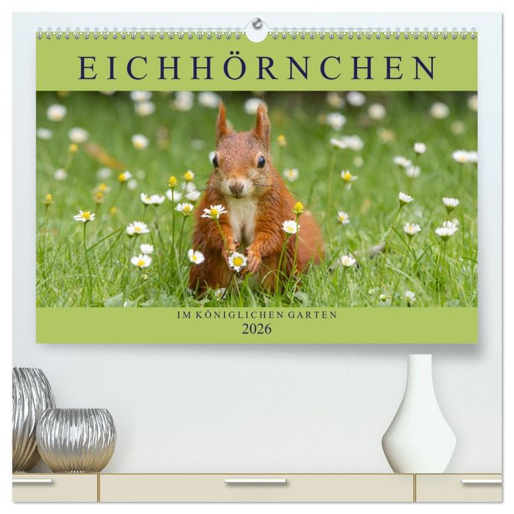 Produktbild: Eichh&ouml;rnchen im K&ouml;niglichen Garten (hochwertiger Premium Wandkalender 2026 DIN A2 quer), Kunstdruck in Hochglanz