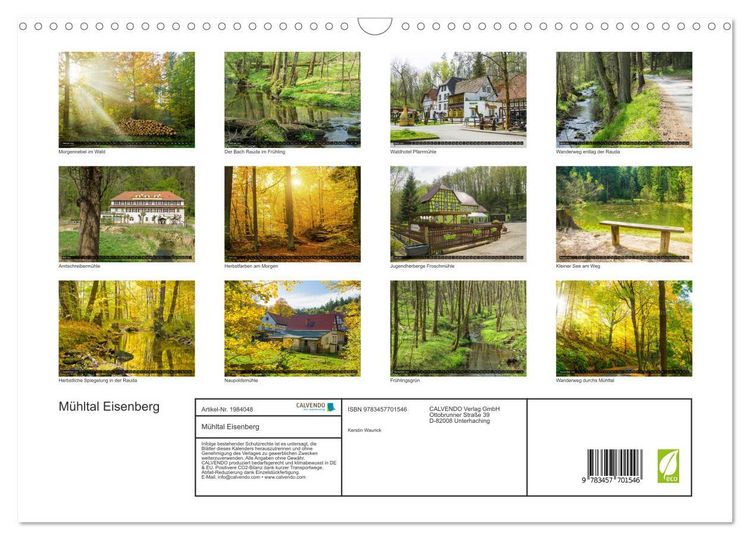 Produktbild: M&uuml;hltal Eisenberg (Wandkalender 2026 DIN A3 quer), CALVENDO Monatskalender