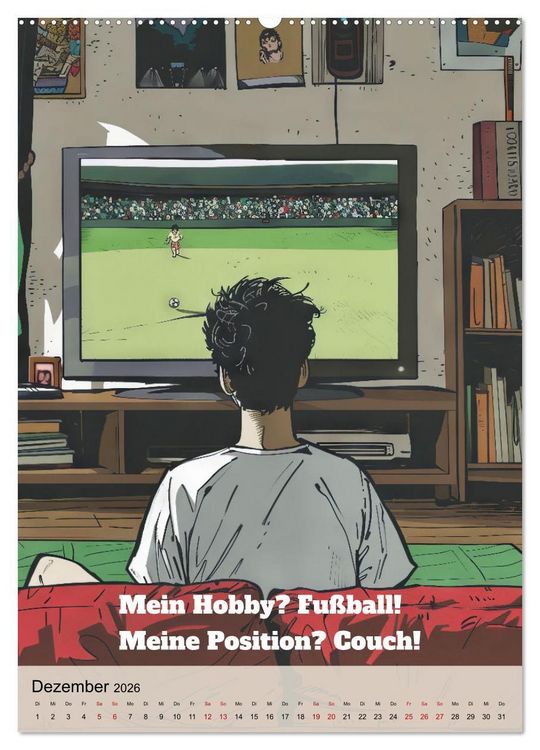 Produktbild: Fu&szlig;ballspr&uuml;che (hochwertiger Premium Wandkalender 2026 DIN A2 hoch), Kunstdruck in Hochglanz