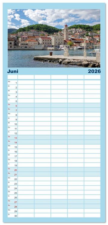 Produktbild: Familienplaner 2026 - Dalmatien - Stille Orte mit 5 Spalten (Wandkalender, 21 x 45 cm) CALVENDO