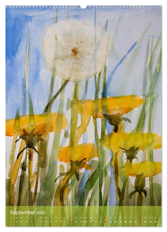 Produktbild: Karl Sock Blumenaquarelle (Wandkalender 2026 DIN A2 hoch), CALVENDO Monatskalender
