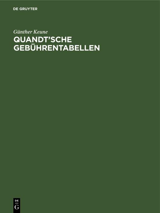 Produktbild: Quandt'sche Geb&uuml;hrentabellen