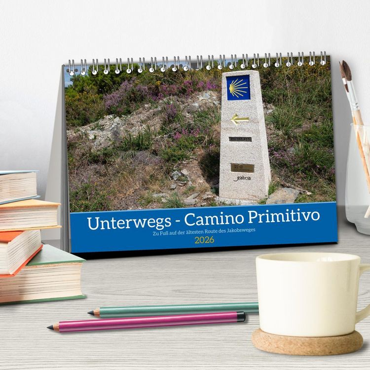 Produktbild: Unterwegs - Camino Primitivo. Zu Fu&szlig; auf der &auml;ltesten Route des Jakobsweges (Tischkalender 2026 DIN A5 quer), CALVENDO Monatskalender