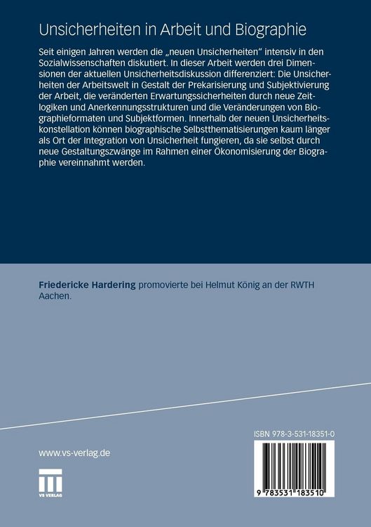 Produktbild: Unsicherheiten in Arbeit und Biographie