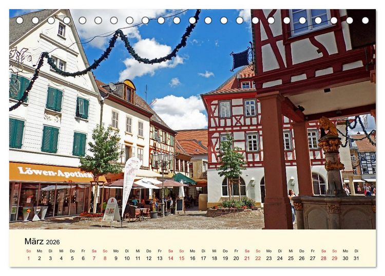Produktbild: Sch&ouml;nes Alzey - Fachwerk, Wein und Rossmarktplatz (Tischkalender 2026 DIN A5 quer), CALVENDO Monatskalender
