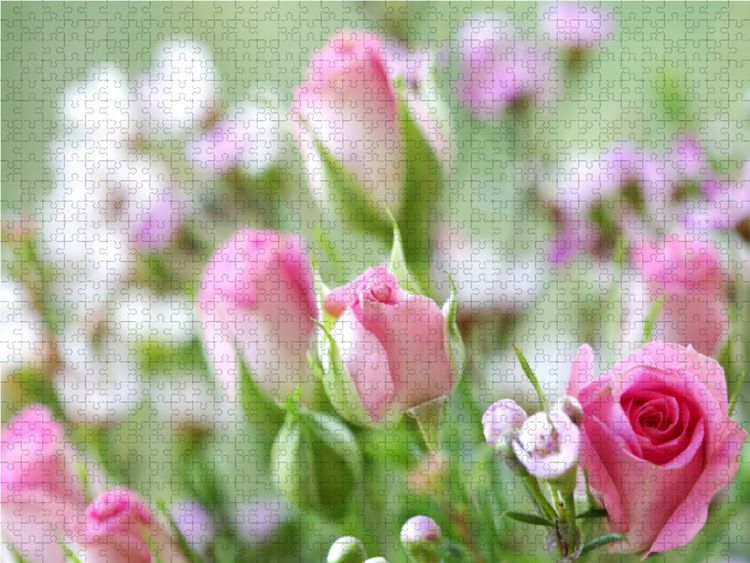 Produktbild: CALVENDO Puzzle Rosen mit Wachsblumen | 2000 Teile Lege-Gr&ouml;&szlig;e 90x67cm Foto-Puzzle f&uuml;r gl&uuml;ckliche Stunden