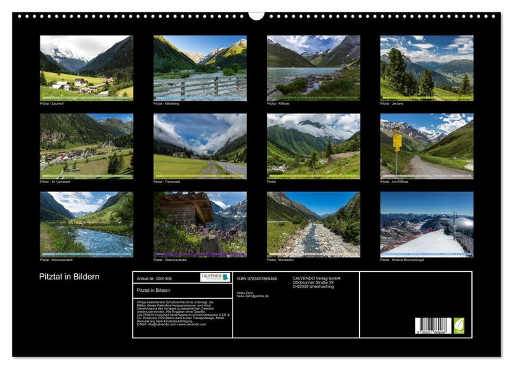 Produktbild: Pitztal in Bildern (Wandkalender 2026 DIN A2 quer), CALVENDO Monatskalender