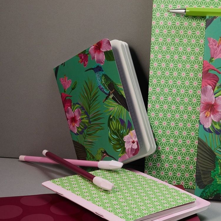 Produktbild: Heft A6 kariert, Flower Bird