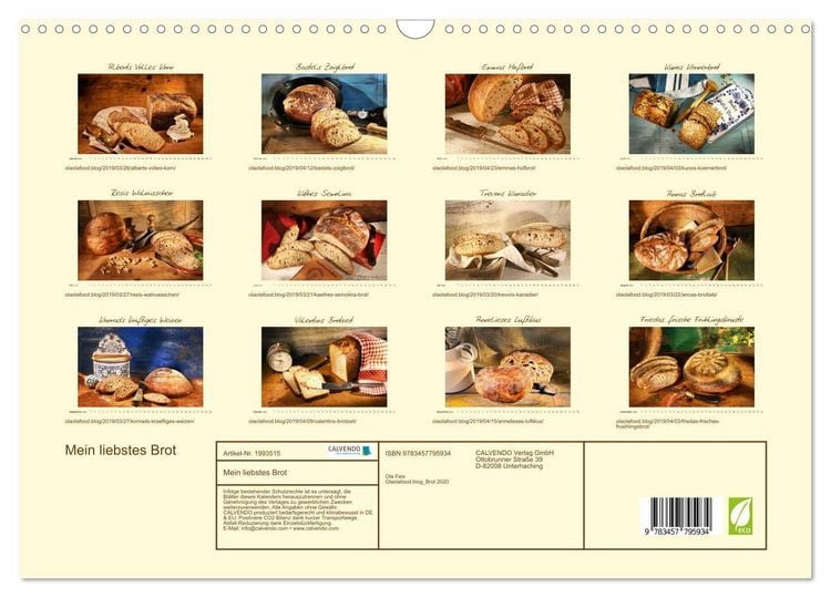 Produktbild: Mein liebstes Brot (Wandkalender 2026 DIN A3 quer), CALVENDO Monatskalender
