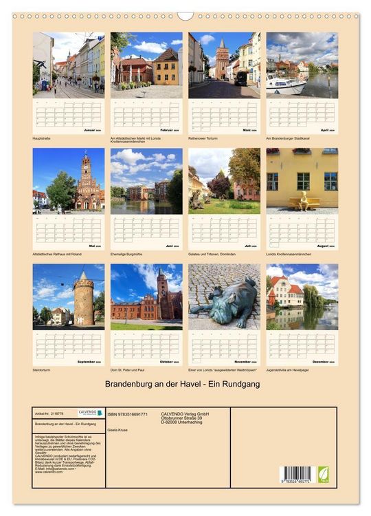 Produktbild: Brandenburg an der Havel - Ein Rundgang (Wandkalender 2026 DIN A2 hoch), CALVENDO Monatskalender