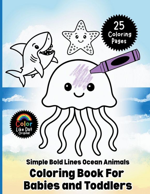 Produktbild: Simple Bold Lines Ocean Animals Coloring Book For Babies and Toddlers