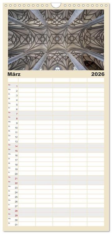 Produktbild: Familienplaner 2026 - Gew&ouml;lbe des Glaubens &ndash; Kirchendecken Europas mit 5 Spalten (Wandkalender, 21 x 45 cm) CALVENDO