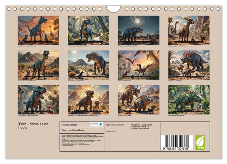 Produktbild: Tiere - damals und heute (Wandkalender 2026 DIN A4 quer), CALVENDO Monatskalender