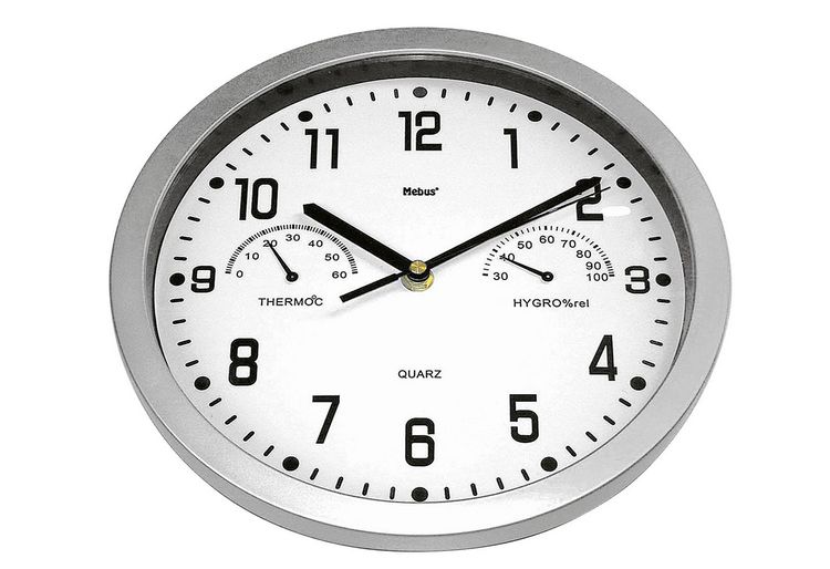 Produktbild: Mebus 06992 Quarz Wanduhr 25.5cm Silber