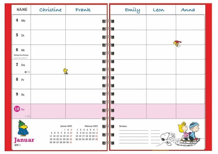 Produktbild: Peanuts Familienplaner-Buch A5 2027