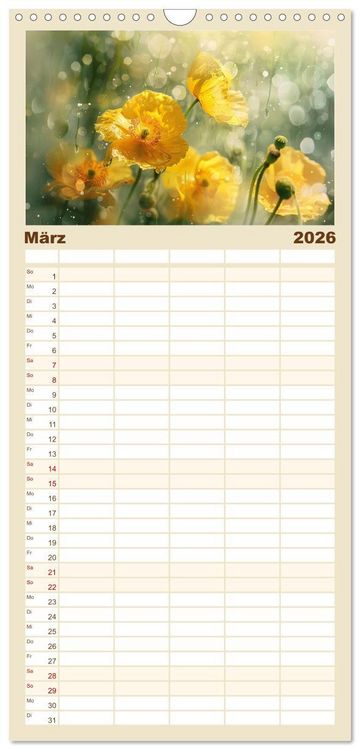 Produktbild: Familienplaner 2026 - Bezaubernde Mohnblumen mit 5 Spalten (Wandkalender, 21 x 45 cm) CALVENDO