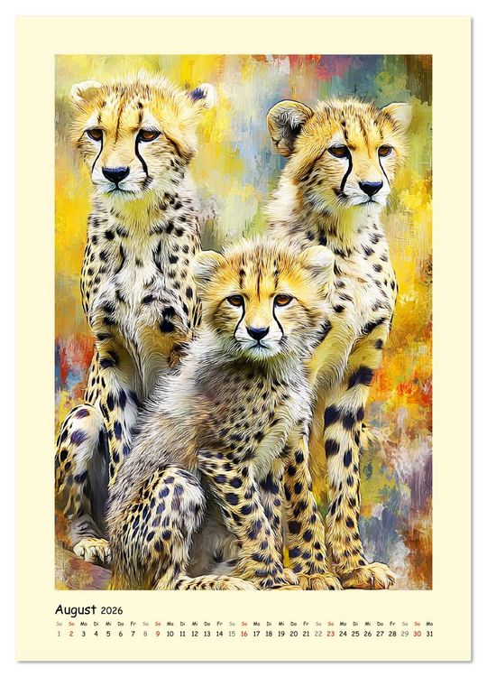 Produktbild: Raubkatzen. Moderne Paintings wilder Eleganz (Wandkalender 2026 DIN A3 hoch), CALVENDO Monatskalender