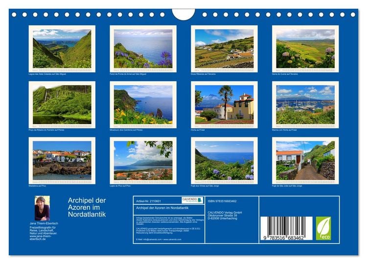 Produktbild: Archipel der Azoren im Nordatlantik (Wandkalender 2026 DIN A4 quer), CALVENDO Monatskalender
