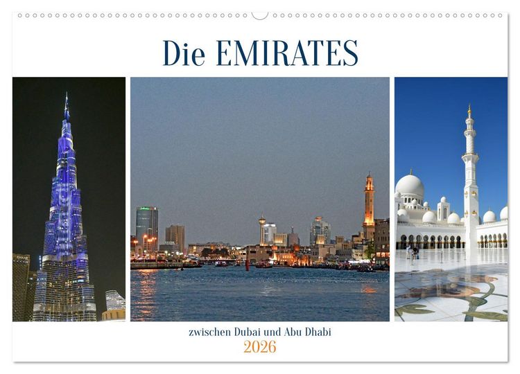Produktbild: Die EMIRATES zwischen Dubai und Abu Dhabi (Wandkalender 2026 DIN A2 quer), CALVENDO Monatskalender