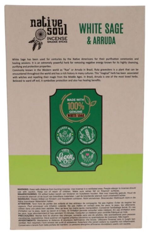 Produktbild: Green Tree Native Soul Smudge Incense "White Sage & Aaruda" 15gr. (8 Sticks)