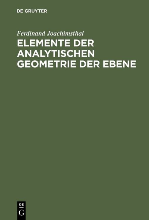 Produktbild: Elemente der analytischen Geometrie der Ebene