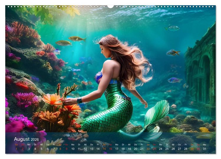 Produktbild: Meerjungfrauen in mystischen Unterwasserwelten (Wandkalender 2026 DIN A2 quer), CALVENDO Monatskalender