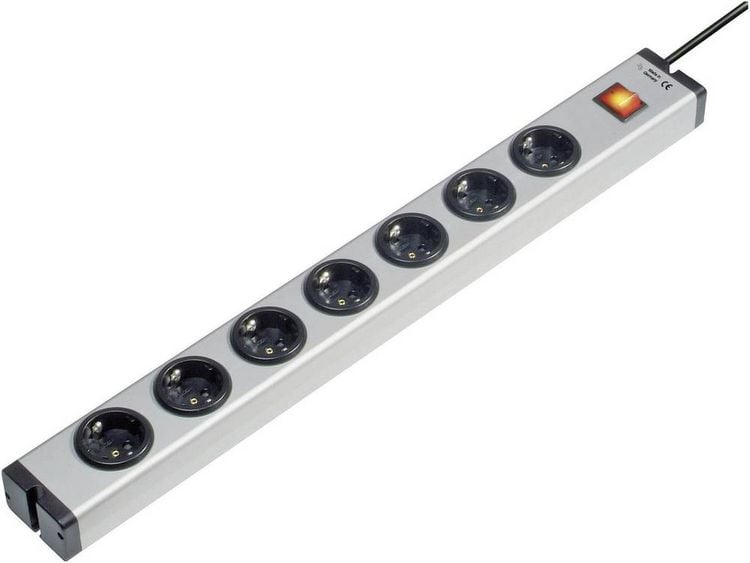 Produktbild: Ehmann 0601x00072031 Steckdosenleiste mit Schalter 7fach Aluminium Schutzkontakt 1St.
