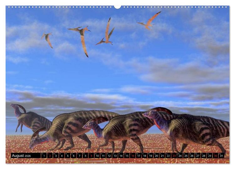 Produktbild: Dinosaurier. Urzeitliche Giganten (hochwertiger Premium Wandkalender 2026 DIN A2 quer), Kunstdruck in Hochglanz