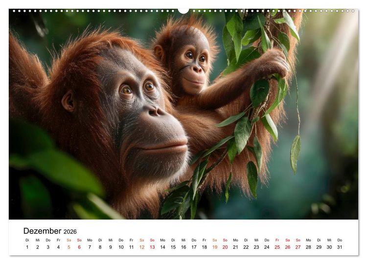 Produktbild: Orang Utans - Leben in den Baumkronen (Wandkalender 2026 DIN A2 quer), CALVENDO Monatskalender