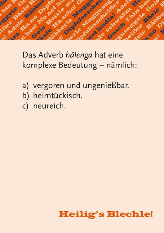 Produktbild: Heiligs Blechle! Schw&auml;bisches Dialekt-Quiz