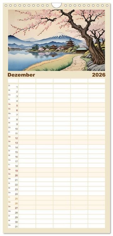 Produktbild: Familienplaner 2026 - Hanami in Japan mit 5 Spalten (Wandkalender, 21 x 45 cm) CALVENDO