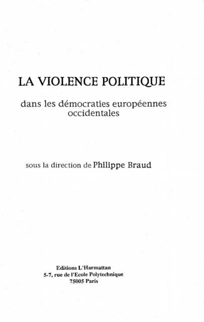 Produktbild: La violence politique dans les democraties europeennes occidentales