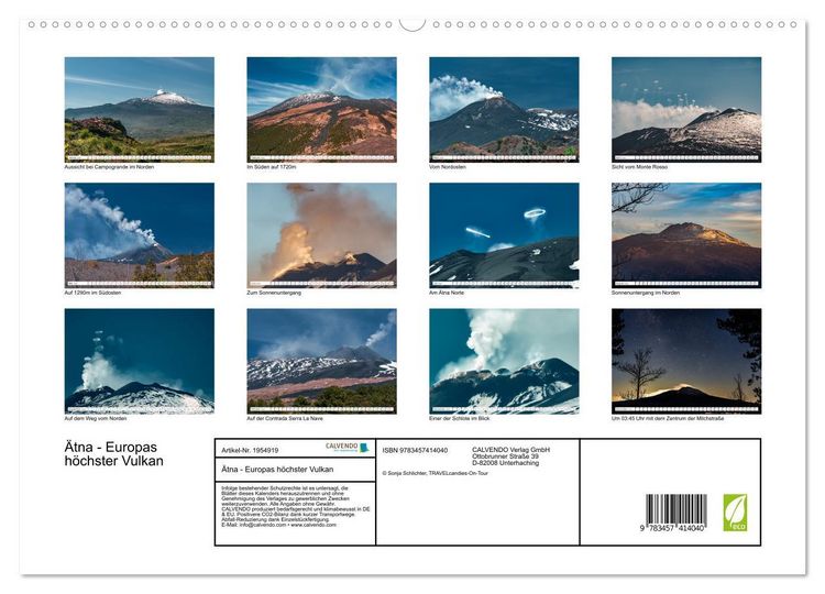 Produktbild: &Auml;tna - Europas h&ouml;chster Vulkan (hochwertiger Premium Wandkalender 2026 DIN A2 quer), Kunstdruck in Hochglanz