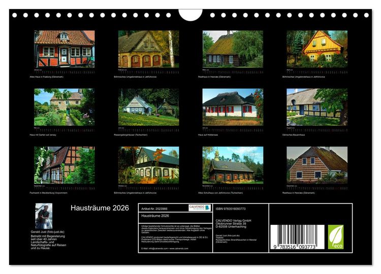 Produktbild: Haustr&auml;ume 2026 (Wandkalender 2026 DIN A4 quer), CALVENDO Monatskalender