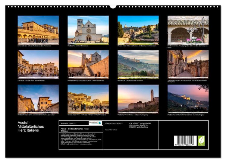 Produktbild: Assisi - Mittelalterliches Herz Italiens (hochwertiger Premium Wandkalender 2026 DIN A2 quer), Kunstdruck in Hochglanz